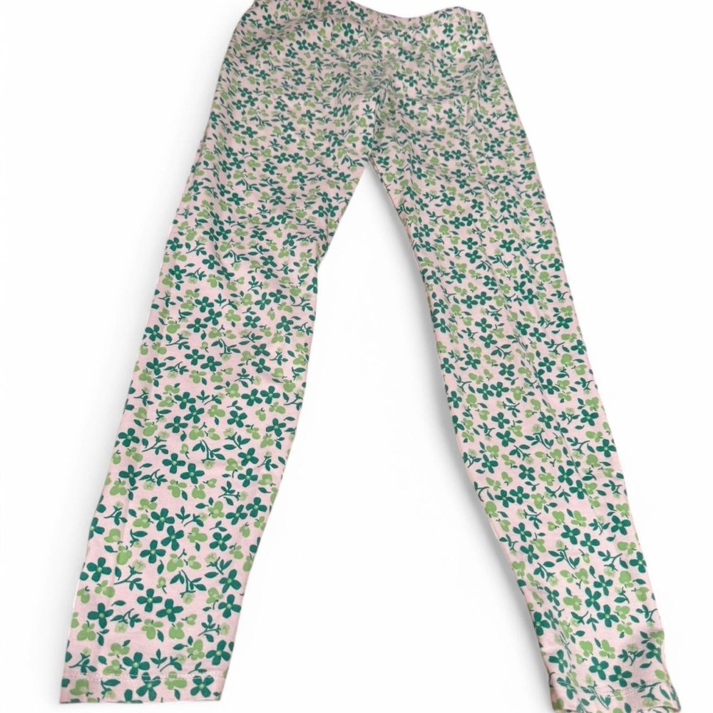 Girls Green Floral Leggings